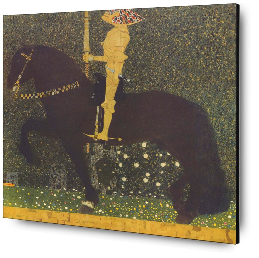 Life Is a Struggle (The Golden Knight) 1903 von Bildende Kunst, Prodi Art, KLIMT, Pferd, Krieg, Kampf, Gold, Malerei