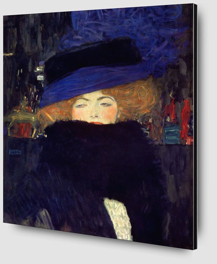 Lady with a Hat and a Feather Boa - Gustav Klimt from Fine Art Zoom Alu Dibond Image