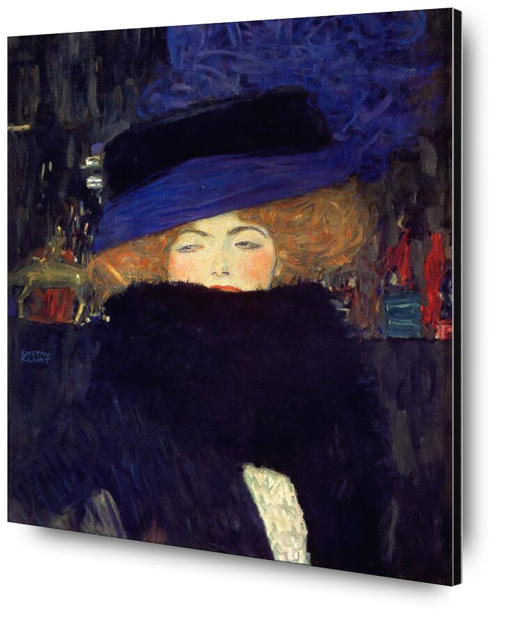 Lady with a Hat and a Feather Boa desde Bellas artes, Prodi Art, KLIMT, mujer, abrigo, plumas, pelirrojo, ciudad, noche