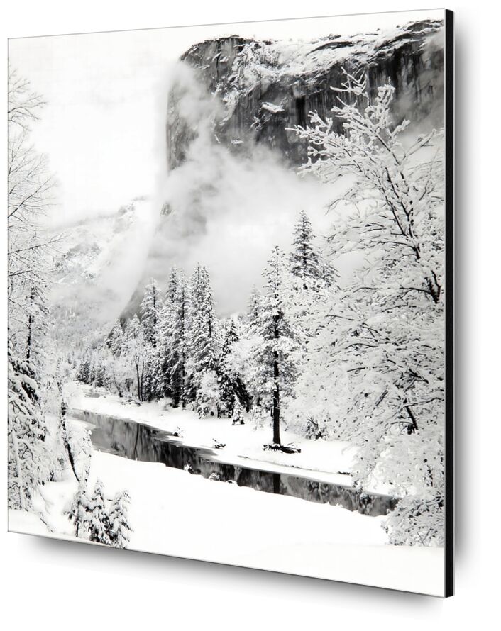 El Capitan, Série d'Hiver du Parc National de Yosemite, Californie - Ansel Adams de AUX BEAUX-ARTS, Prodi Art, ANSEL ADAMS, neige, hiver, montagnes, rivière, sapin, ski