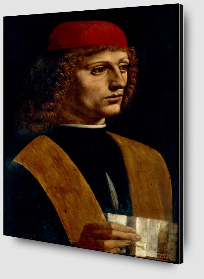 Portrait d'un musicien - Léonard de Vinci de AUX BEAUX-ARTS Zoom Alu Dibond Image