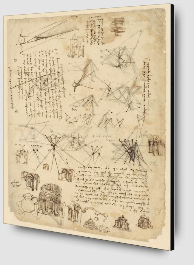 Codex de l'Atlantique - Léonard de Vinci de AUX BEAUX-ARTS Zoom Alu Dibond Image