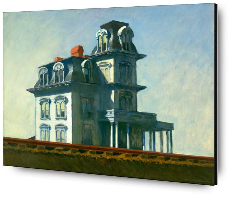 House by The Railroad - Edward Hopper from Fine Art, Prodi Art, House, painting, sky, blue, railway, Edward Hopper