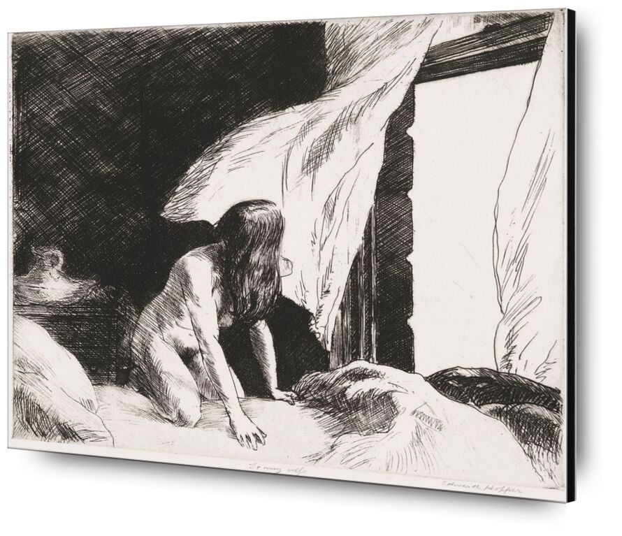 Viento de la Tarde - Edward Hopper desde Bellas artes, Prodi Art, desnudo, mujer, blanco y negro, lápiz, dibujo, Edward Hopper, desnudo