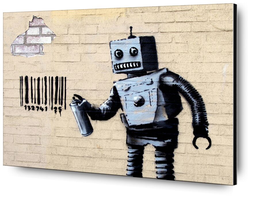 Robot - BANKSY de AUX BEAUX-ARTS, Prodi Art, code barre, art de rue, robot, Banksy