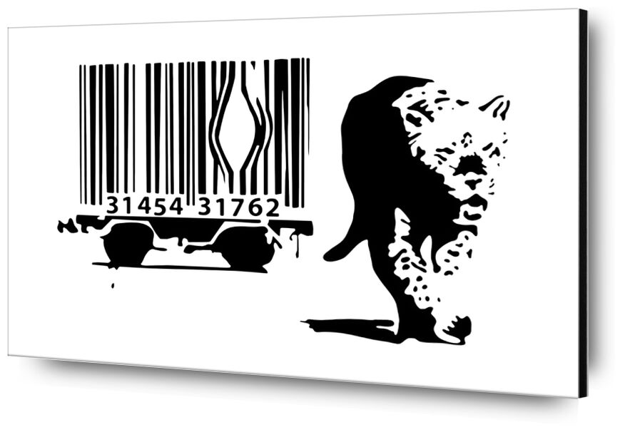 Code barre - BANKSY de AUX BEAUX-ARTS, Prodi Art, consommation, barre code, léopard, Banksy