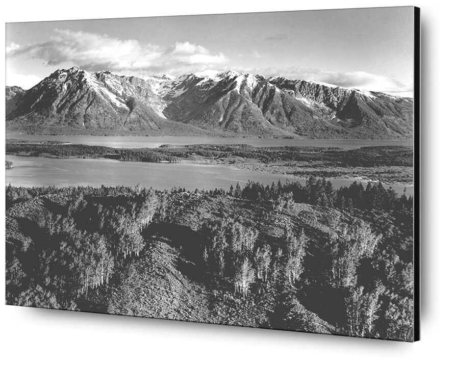 Grand Teton, Parc national du Wyoming - Ansel Adams de AUX BEAUX-ARTS, Prodi Art, ANSEL ADAMS, montagnes, arbres, noir et blanc, Wyoming