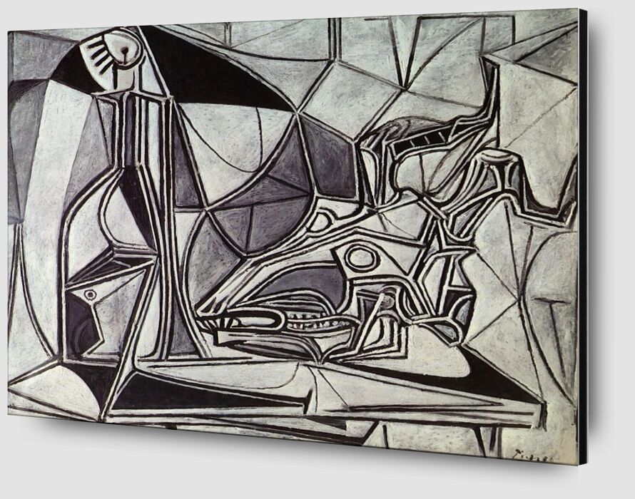 Crâne de Chèvre, Bouteille et Bougie - Picasso de AUX BEAUX-ARTS Zoom Alu Dibond Image