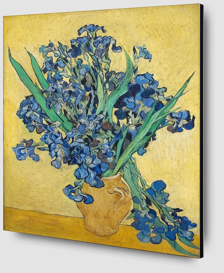 Vase d'Iris Sur Fond Jaune - Van Gogh de AUX BEAUX-ARTS Zoom Alu Dibond Image