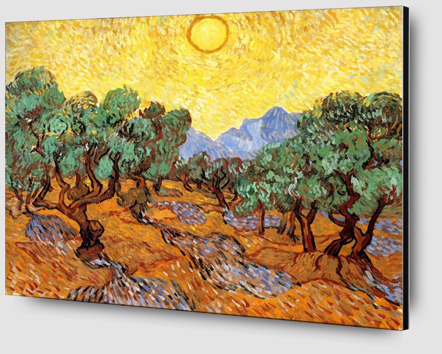 Le Soleil sur l'Oliveraie - Van Gogh de AUX BEAUX-ARTS Zoom Alu Dibond Image