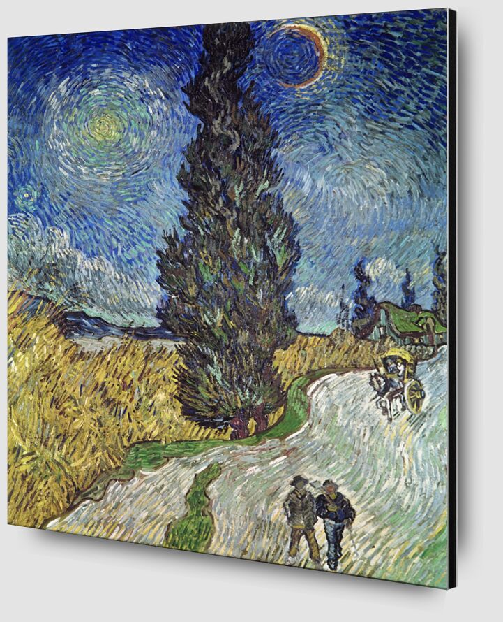 Route de Campagne avec Cyprès et Étoile - Van Gogh de AUX BEAUX-ARTS Zoom Alu Dibond Image
