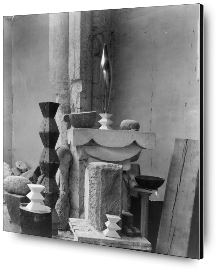 Brancusi's Studio, 1920 - Edward Steichen desde Bellas artes, Prodi Art, Edward Steichen, blanco y negro, escultura, taller