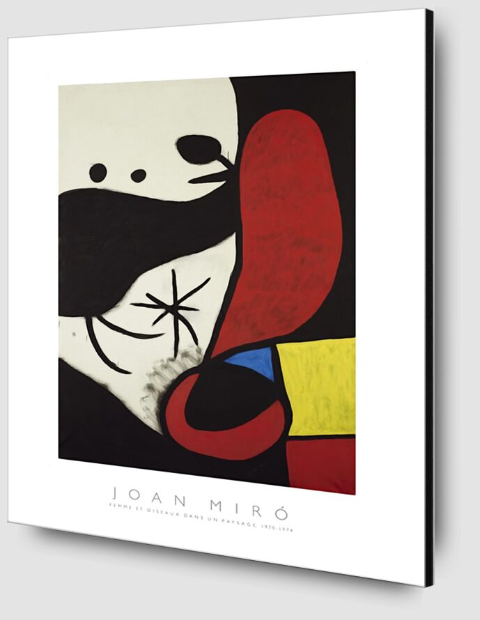 Femme et Oiseaux Dans un Paysage - Joan Miró de AUX BEAUX-ARTS Zoom Alu Dibond Image