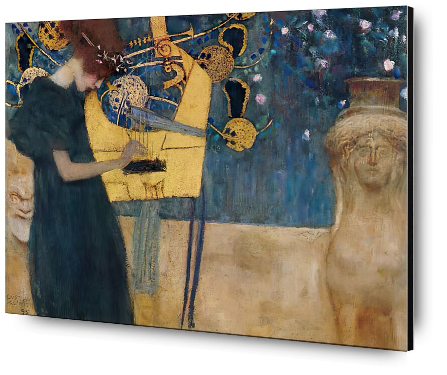 Music, 1895 from Fine Art, Prodi Art, KLIMT, painting, woman, music, abstract, green