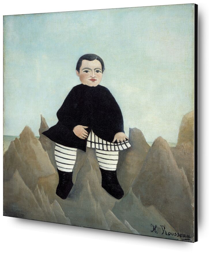 Garçon sur un Rocher de AUX BEAUX-ARTS, Prodi Art, enfant, garçon, Rousseau, rocher, peinture, portrait