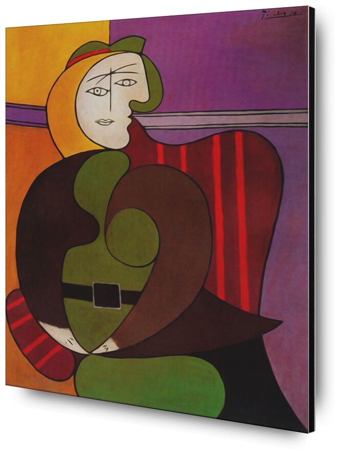 Femme assise dans un fauteuil rouge de Beaux-arts, Prodi Art, portrait, cubisme, abstrait, fauteuil, peinture, picasso