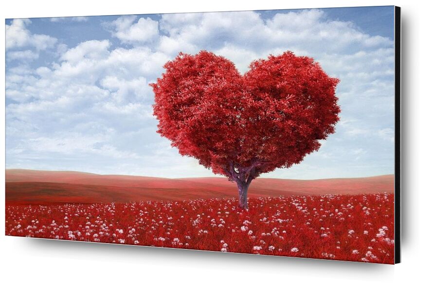 In the shape of heart from Pierre Gaultier, Prodi Art, artistic, blossom, bright, clouds, countryside, field, flora, flowers, heart, horizon, landsape, landscape, leaves, love, nature, outdoors, peaceful, red, romantic, tree