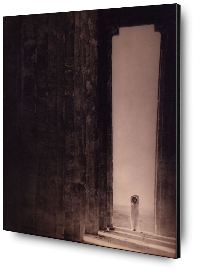 Isadora Duncan in the Parthenon - Edward Steichen 1921 desde Bellas artes, Prodi Art, arena, desierto, blanco y negro, Edward Steichen, Egipto, panteón, Partenón, pirámide