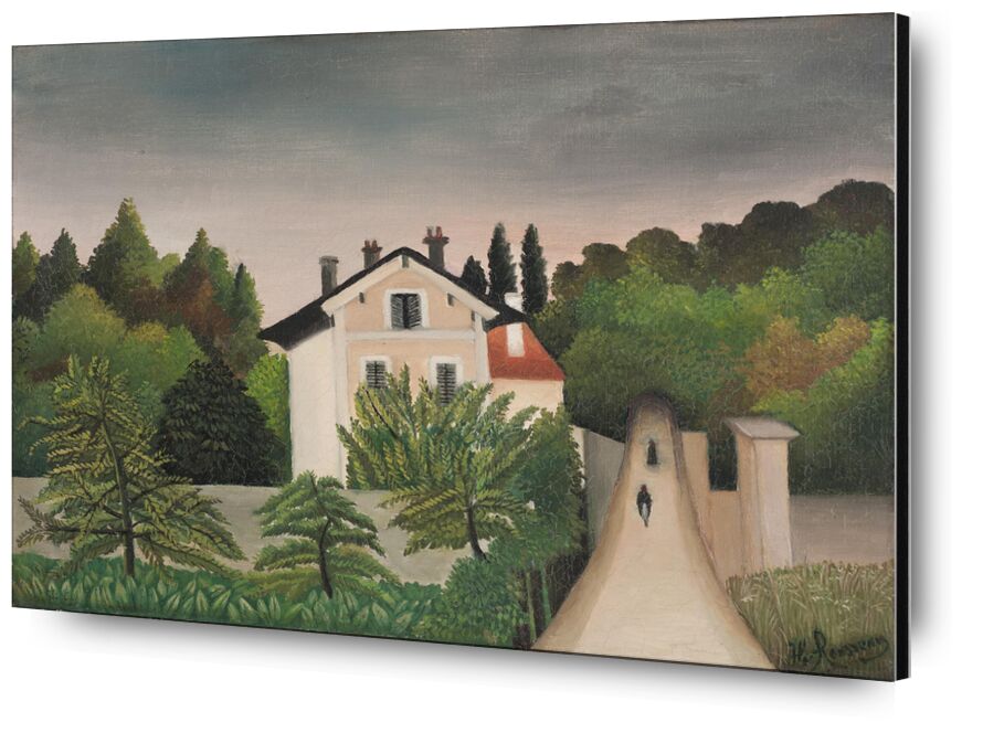 Landscape Taken on the Edges of Oise, Territory of Chaponval von Bildende Kunst, Prodi Art, Rousseau, Landschaft, Haus, Wald, Himmel, Bäume
