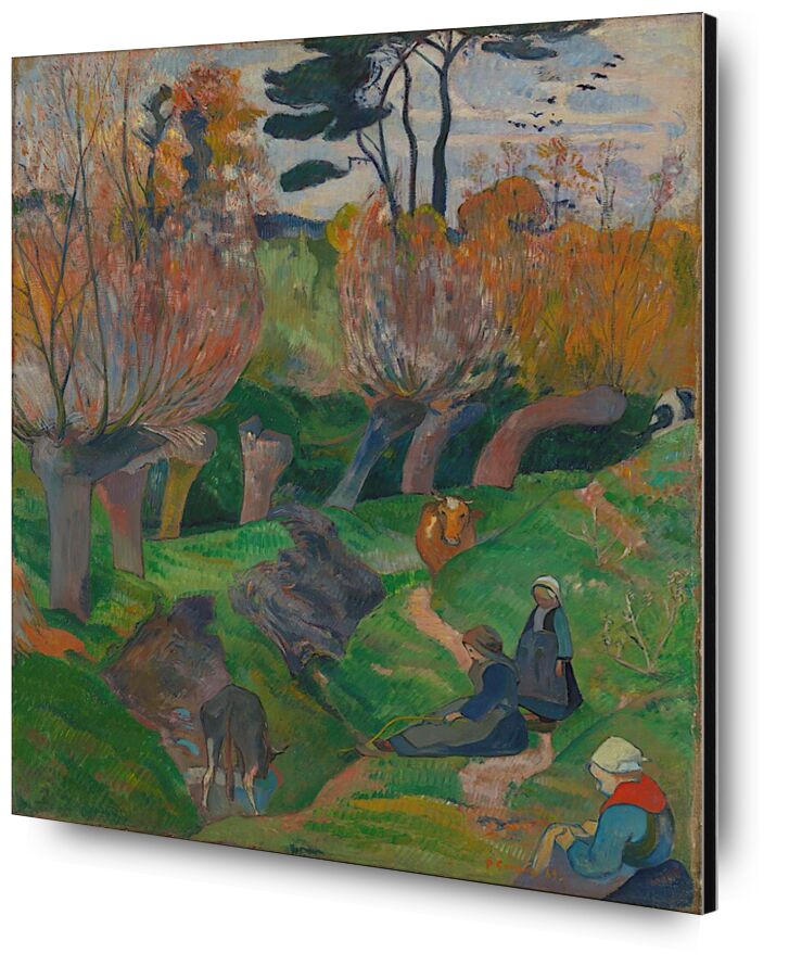 Paisaje de Bretaña / Paisaje de Bretaña con vacas desde Bellas artes, Prodi Art, paisaje bretón, Saules, vacas, Gauguin, Paul Gauguin