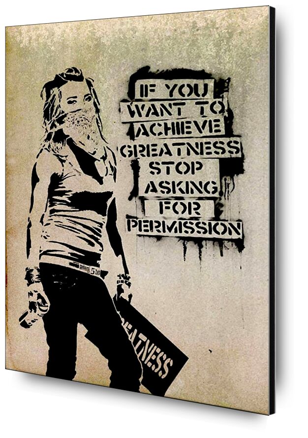 Permission - Banksy desde Bellas artes, Prodi Art, grandeza, lograr, permiso, mujer, pintada, Banksy