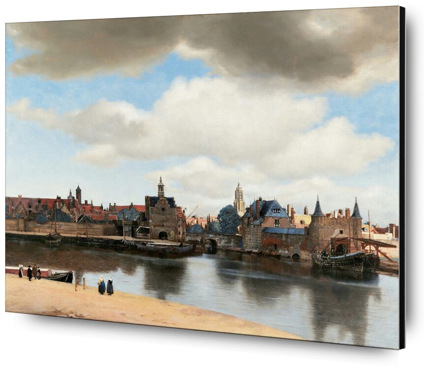 View of Delft - Vermeer from Fine Art, Prodi Art, Johannes Vermeer, Vermeer, Delft, clouds, sky, Hollande, boat, port, city