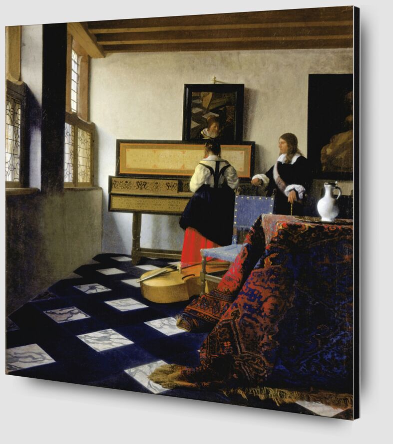 Lady at the Virginal with a Gentleman, 'The Music Lesson' - Vermeer from Fine Art Zoom Alu Dibond Image