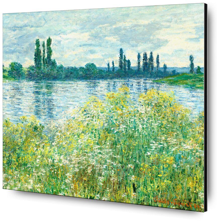 Rives de la Seine, Vetheuil - Square - Claude Monet from Fine Art, Prodi Art, the Seine, monet, CLAUDE MONET, landscape, nature, River, flowers, pond, lake