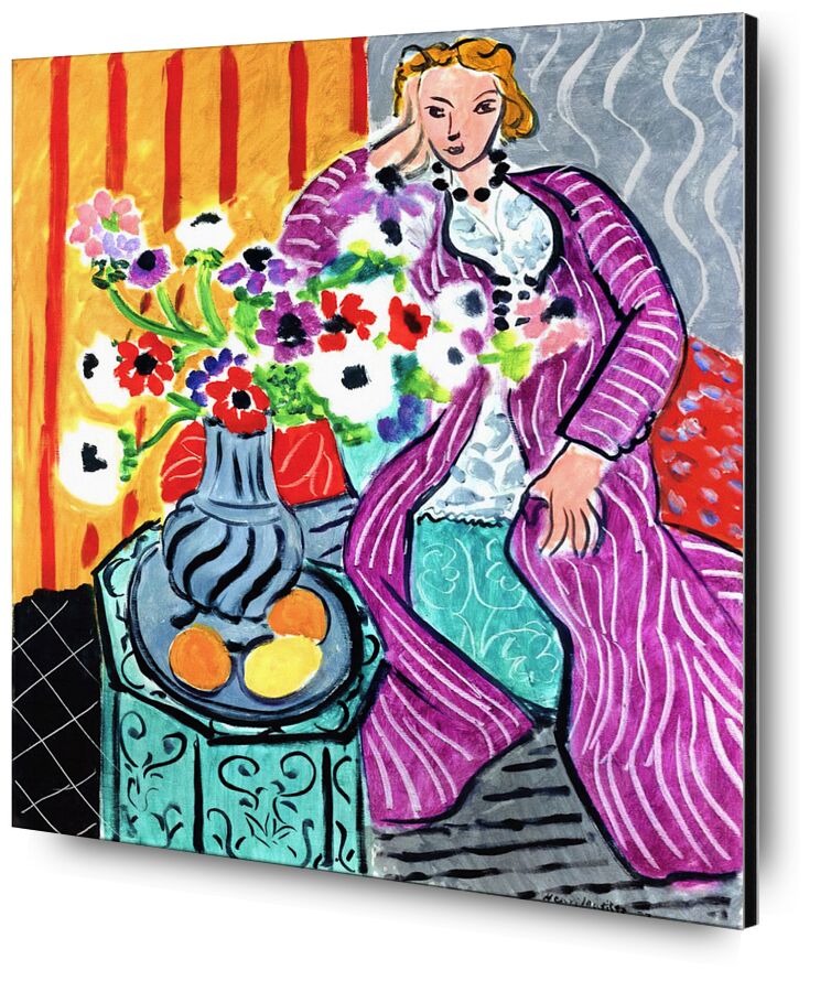 Purple Robe and Anemones - Matisse from Fine Art, Prodi Art, anemones, dress, flowers, drawing, woman, Henri Matisse, Matisse