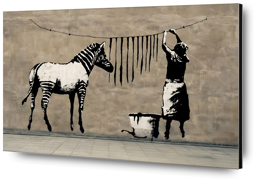 Washing Zebra on Concrete - Banksy from Fine Art, Prodi Art, banksy, zebra, bar code, clean, street, street photo
