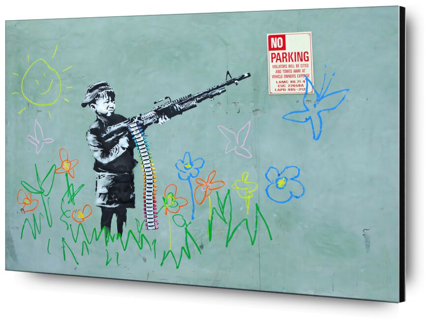 Crayon Boy desde Bellas artes, Prodi Art, Banksy, guerra, niño, armado, paz, violencia, pistola