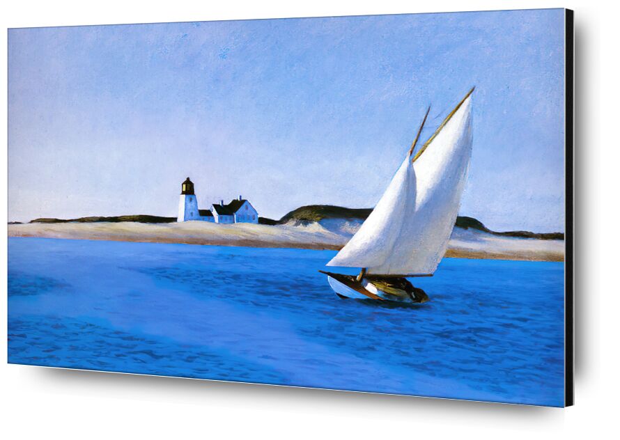 The Long Leg desde Bellas artes, Prodi Art, mar azul, azul, playa, faro, barco de vela, océano, mar, barco, Edward Hopper, tolva