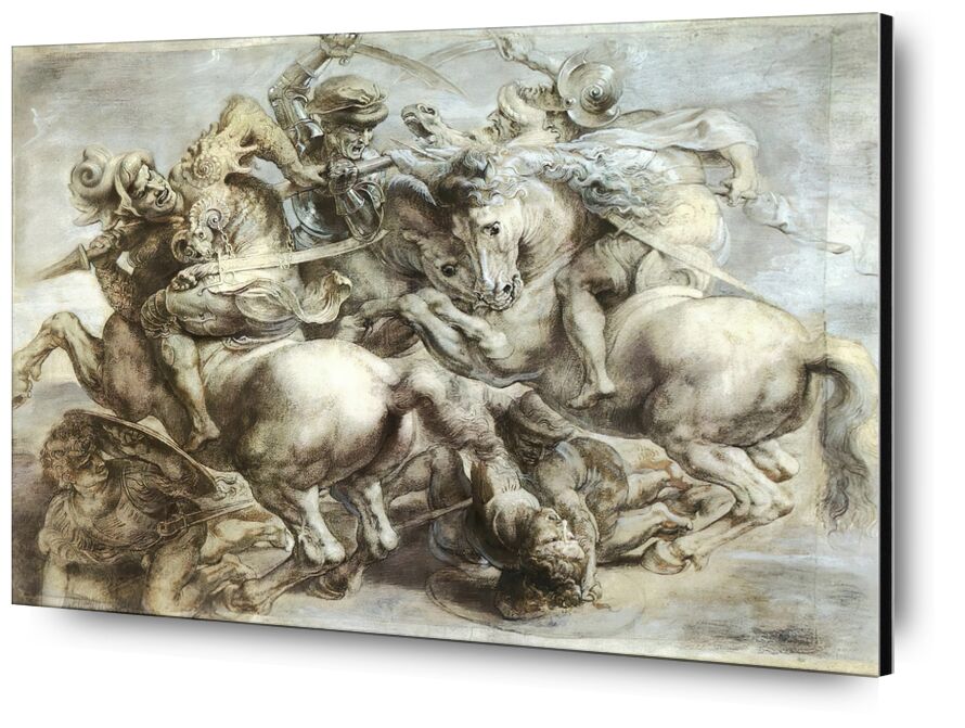 La Batalla de Anghiari, copia de Peter Paul Rubens desde Bellas artes, Prodi Art, batalla, guerra, caballos, Leonardo da Vinci, blanco y negro