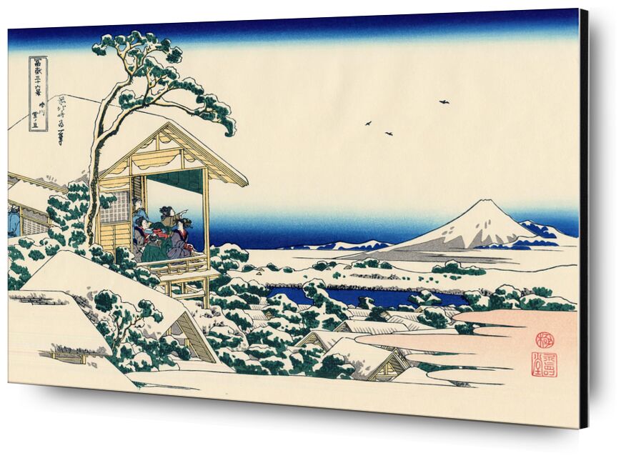 Verschneiter Morgen bei Koishikawa von Bildende Kunst, Prodi Art, Landschaft, Natur, Japan, Himmel, mont Fuji, Haus, die, Hokusai