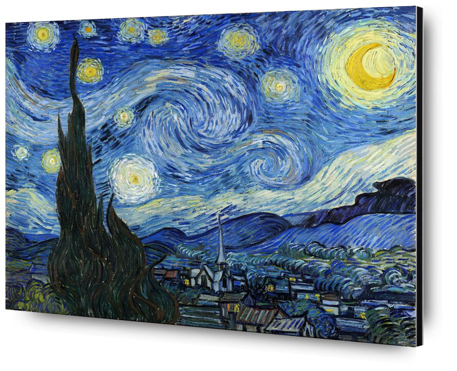 The Starry Night - VINCENT VAN GOGH 1889 from Fine Art, Prodi Art, VINCENT VAN GOGH, astrait, painting, village, tree, stars, night, mountains, valley
