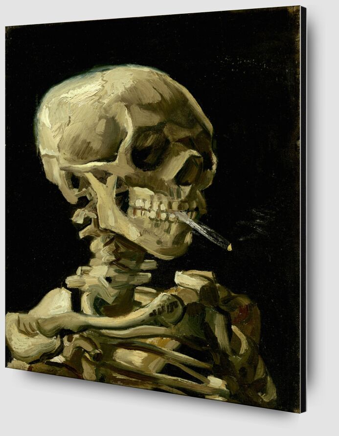 Crâne de squelette fumant une cigarette - VINCENT VAN GOGH de Beaux-arts Zoom Alu Dibond Image