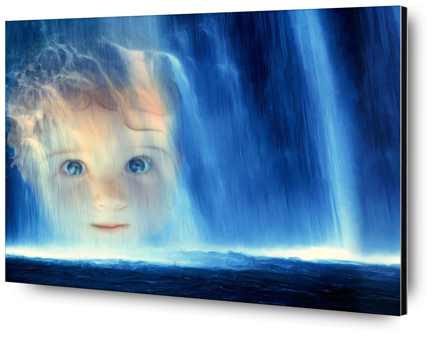 The waterfall from Adam da Silva, Prodi Art, water, blue, face, child, baby, cascade, eyes, stuffy