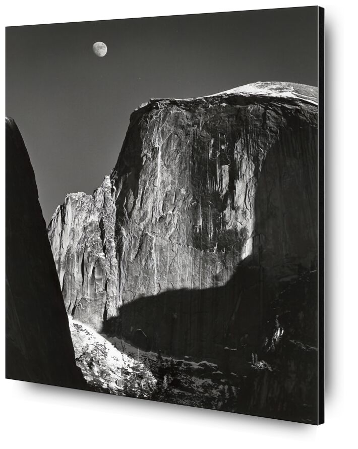 Yosemite national park,  California - ANSEL ADAMS - 1960 from Fine Art, Prodi Art, ANSEL ADAMS, black-and-white, shadow, sky, Moon, mountains