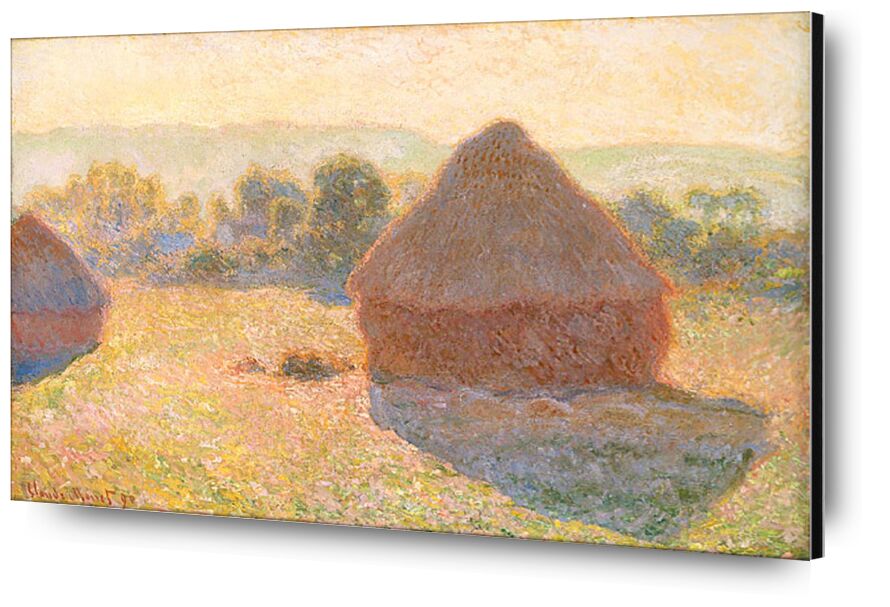 Meules, milieu du jour - CLAUDE MONET 1891 de AUX BEAUX-ARTS, Prodi Art, meules de foin, vacances, été, campagne, soleil, champs de blé, champs, prairie
