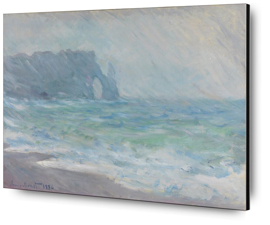 Étretat in the rain 1886 desde Bellas artes, Prodi Art, galais, CLAUDE MONET, mar agitado, océano, ola, mar, playa, acantilado, lluvia