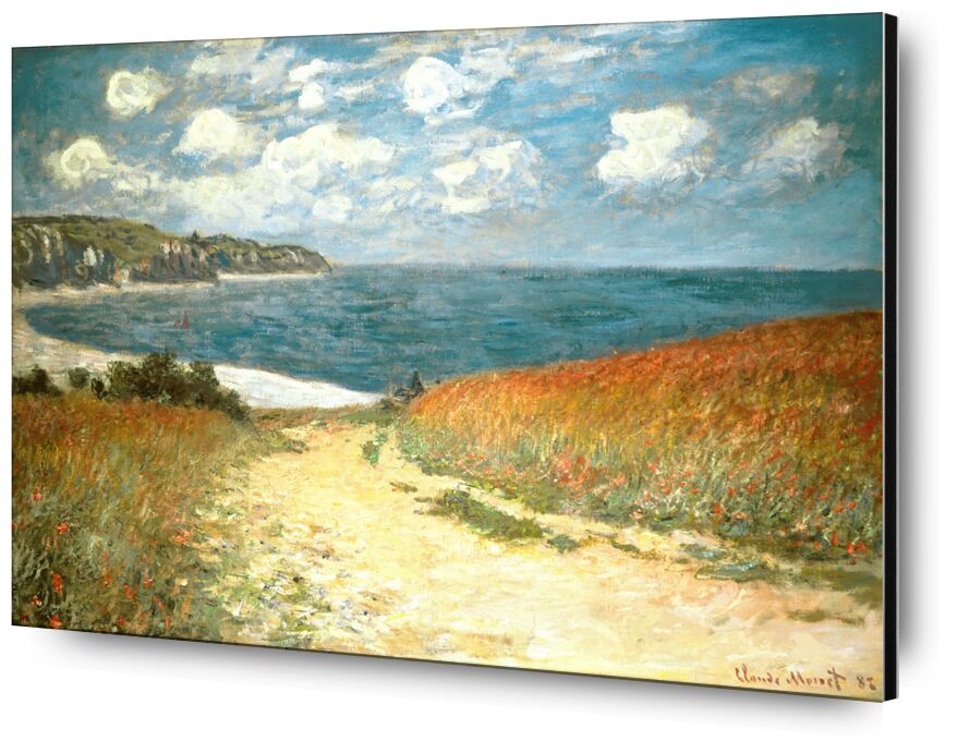 Chemin dans les blés à Pourville - CLAUDE MONET - 1882 de AUX BEAUX-ARTS, Prodi Art, CLAUDE MONET, peinture, coquelicot, blé, vacances, falaise, nuages, océan, mer, plage, chemin