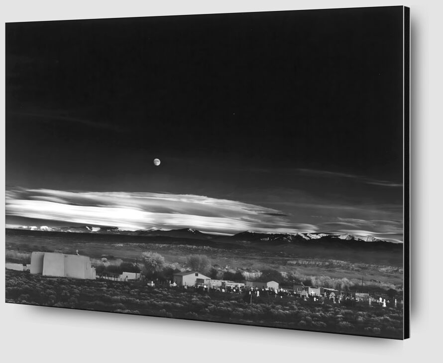 Salida de la luna sobre Hernández Nuevo México - Ansel Adams 1941 desde Bellas artes Zoom Alu Dibond Image