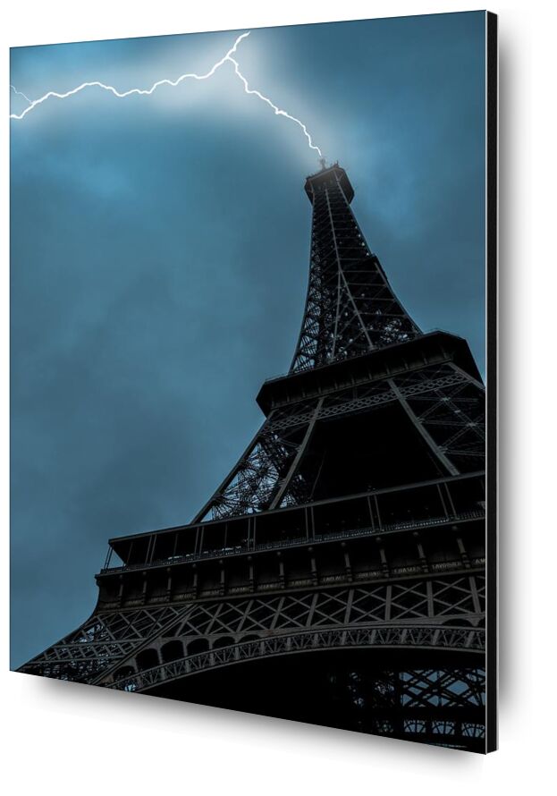 Love at first sight in Paris from Aliss ART, Prodi Art, lightning strike, Urban, travel, tower, Skyscraper, sky, Paris, outdoors, lightning, landmark, high, Eiffel Tower, Dark Sky, city, architecture