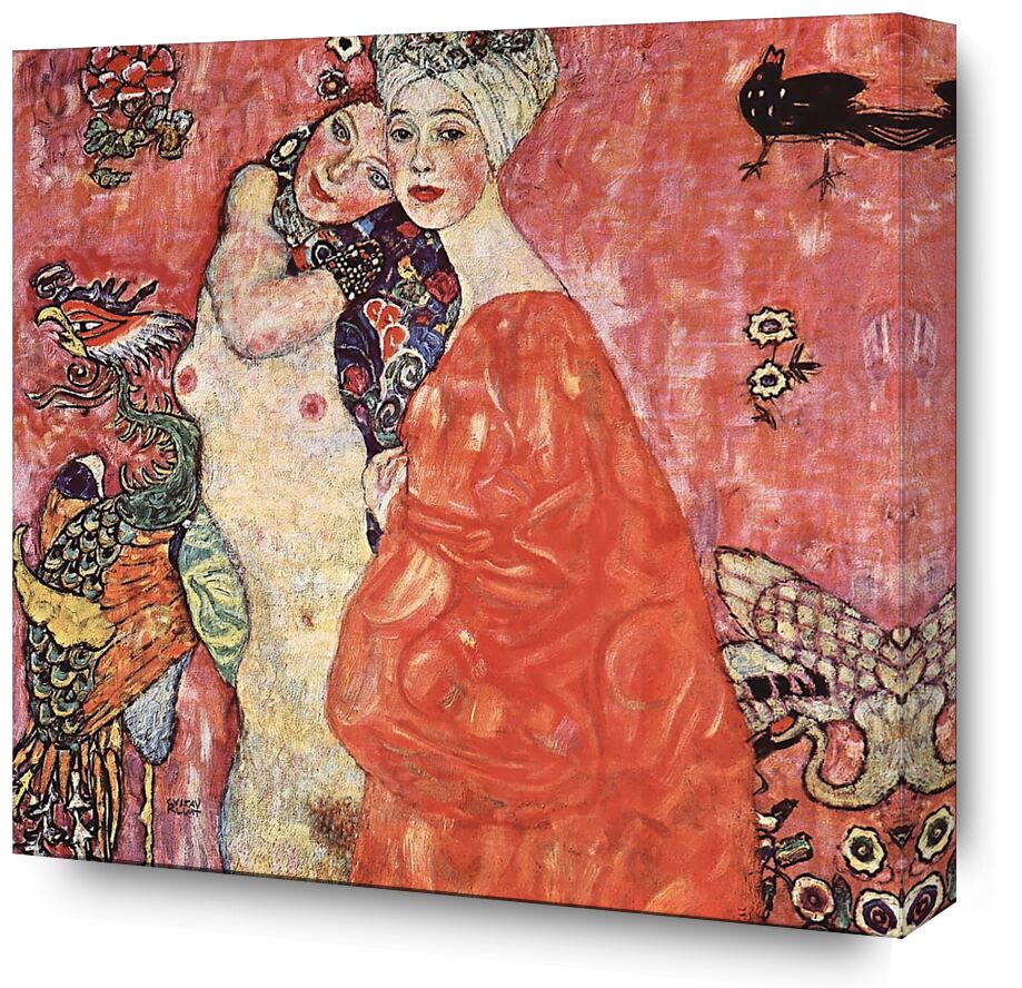 The Girlfriends - Gustav Klimt from Fine Art, Prodi Art, KLIMT, women, bird, pink, nature, nude, girlfriends