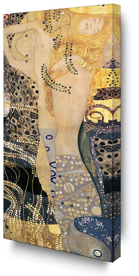 Water Snakes I - Gustav Klimt from AUX BEAUX-ARTS, Prodi Art, KLIMT, snake, woman, painting, gold, hair