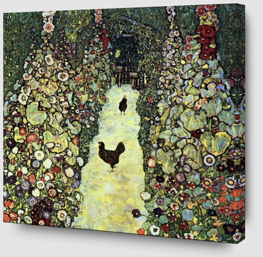 Chemin de Jardin avec des Poulets - Gustav Klimt de Beaux-arts Zoom Alu Dibond Image