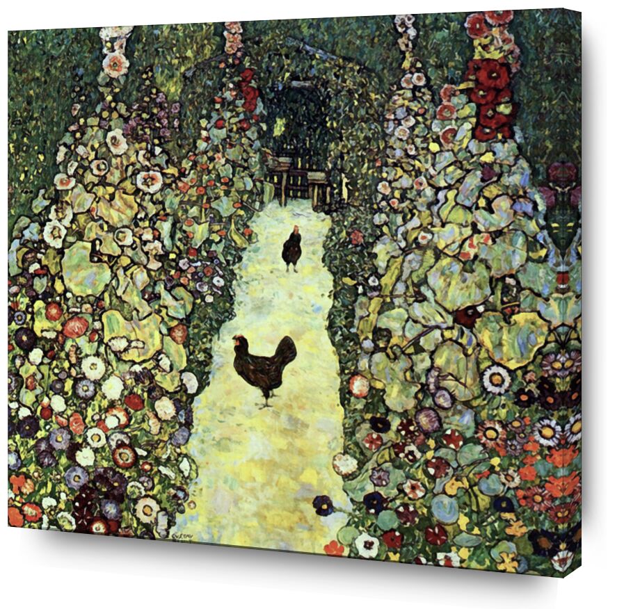Garden Path with Chickens - Gustav Klimt von Bildende Kunst, Prodi Art, KLIMT, Natur, Bauernhof, Bauer, Landwirtschaft, Malerei, Henne, Landschaft, Hähnchen