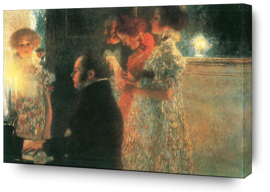 Schubert at the Piano - Gustav Klimt von Bildende Kunst, Prodi Art, KLIMT, Musik, Frau, Malerei, planen