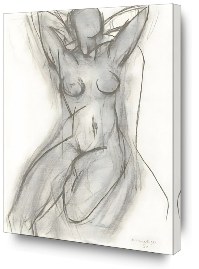Nude in An Armchair, 1950 desde Bellas artes, Prodi Art, Matisse, dibujo, lápiz, blanco y negro