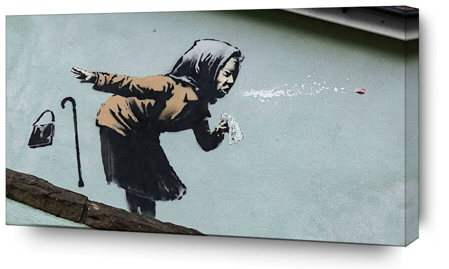 Aachoo!! von Bildende Kunst, Prodi Art, banksy, Graffiti, Straßenkunst, Frau, Niesen